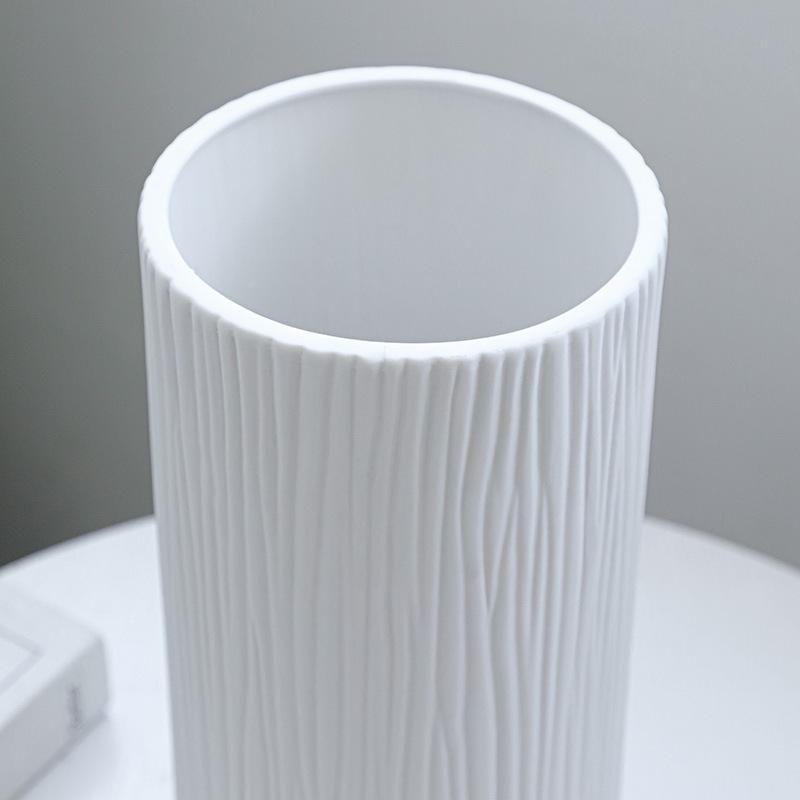 White Ceramic Frosted Vase - Nordic Minimalist Design for Dry Flowers, Hydroponic Display, Modern Desktop Ornament for Living Room Decor