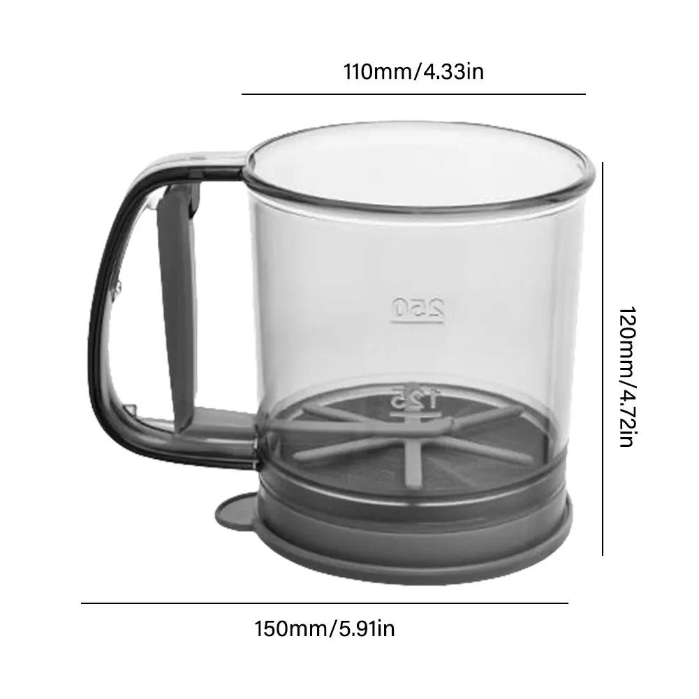 Hand Crank Flour Sifter Fine Mesh One Hand Press Crank Sifter Semi-Automatic Sugar Powder Sieve Cup Handheld Cooking Baking Tool