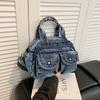 Vintage Denim Women's Bag Large Capacity Stitching Tote Women's Bag