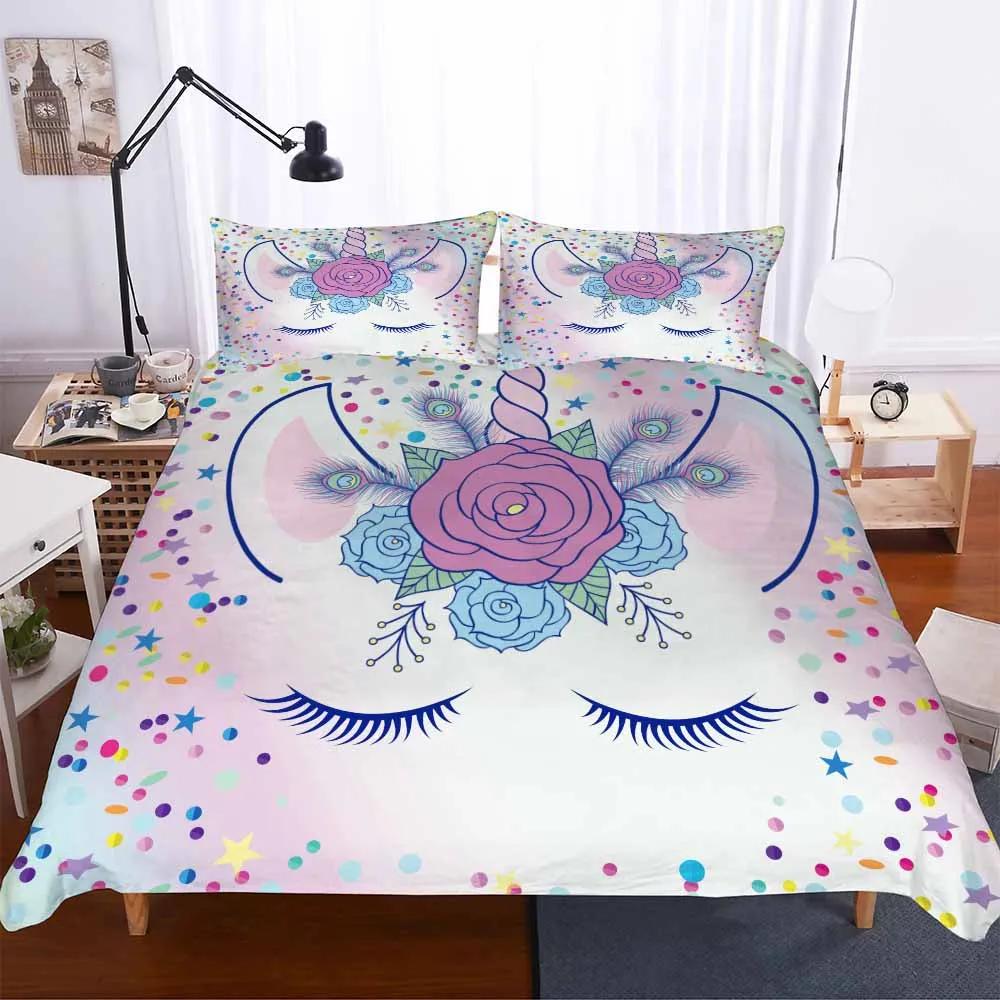 

Супермягкие зимние комплекты покрывал для кровати 135x200 140x210см Твин Детская кроватка Постельное белье Двуспальный Односпальный комплект Единорог Кроватка Детское постельное белье 3d EU single(135x200cm)