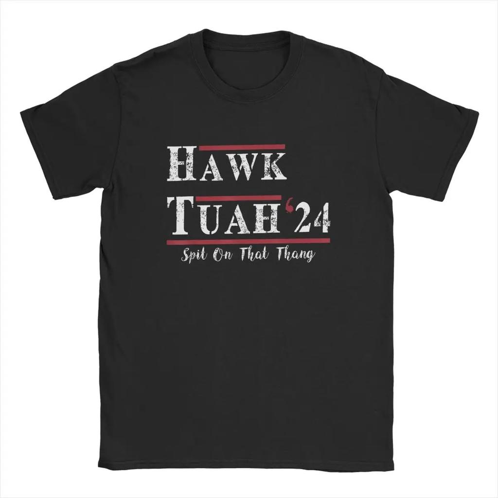 Men T-Shirt Hawk Tuah 24 Spit On That Thang Casual 100% Cotton Tee Shirt Short Sleeve Hawks T Shirt Crewneck Clothes 4XL