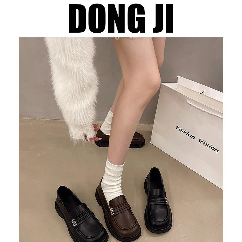 Autumn 2024 retro black British style round head comfortable versatile one-pedal flat women's single shoes trendy small leather shoes