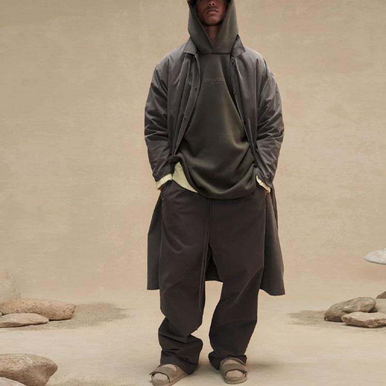 Fear of God Essentials FW22 Relaxed Hoodie With Letter Print Unisex Tops Off-Black Heather-Grey FOG-FW22-722