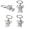 Pack of 4 Cute Flocked Koala Keychain Youthful Koala Key Accessory Lightweight And Easy To Carry Keychain Decoration