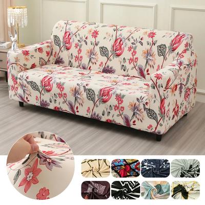 LANMOLIFE Stretch Sofa Cover Printed Sofa Covers 1/2/3/4 Seat Washable Sofa Covers with Throw Pillows Versatile Furniture Covers