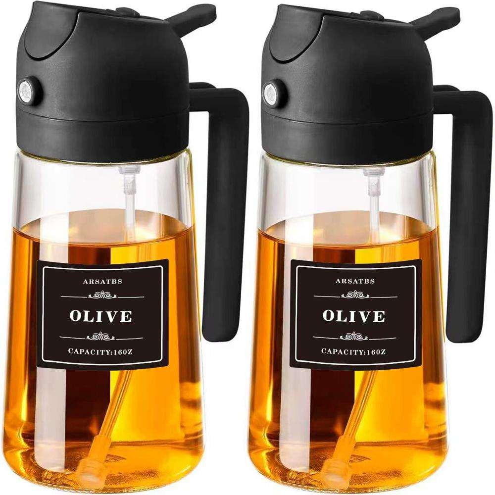 16oz/470ml Olive Oil Dispenser Bottle for Kitchen with Stickers,Gadgets and Air Fryer Accessories,Olive Oil Sprayer for Cooking