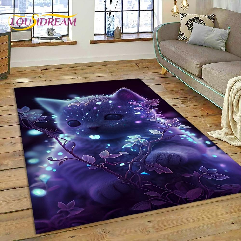 3D Persian Cat,Cute Calico Cat,Ragdoll Cartoon Rug Carpet for Living Room Bedroom Home Decor,Non-slip for Sofa  Doormat Gift Kid