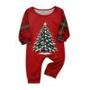 Christmas-print long-sleeve and long-pant matching family loungewear set
