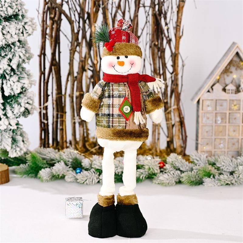 Vintage Snowflake Checkered Fabric Stretch Christmas Doll Ornaments, Tabletop Doll Decor, Christmas Gift for Home Hotel Shopping Mall