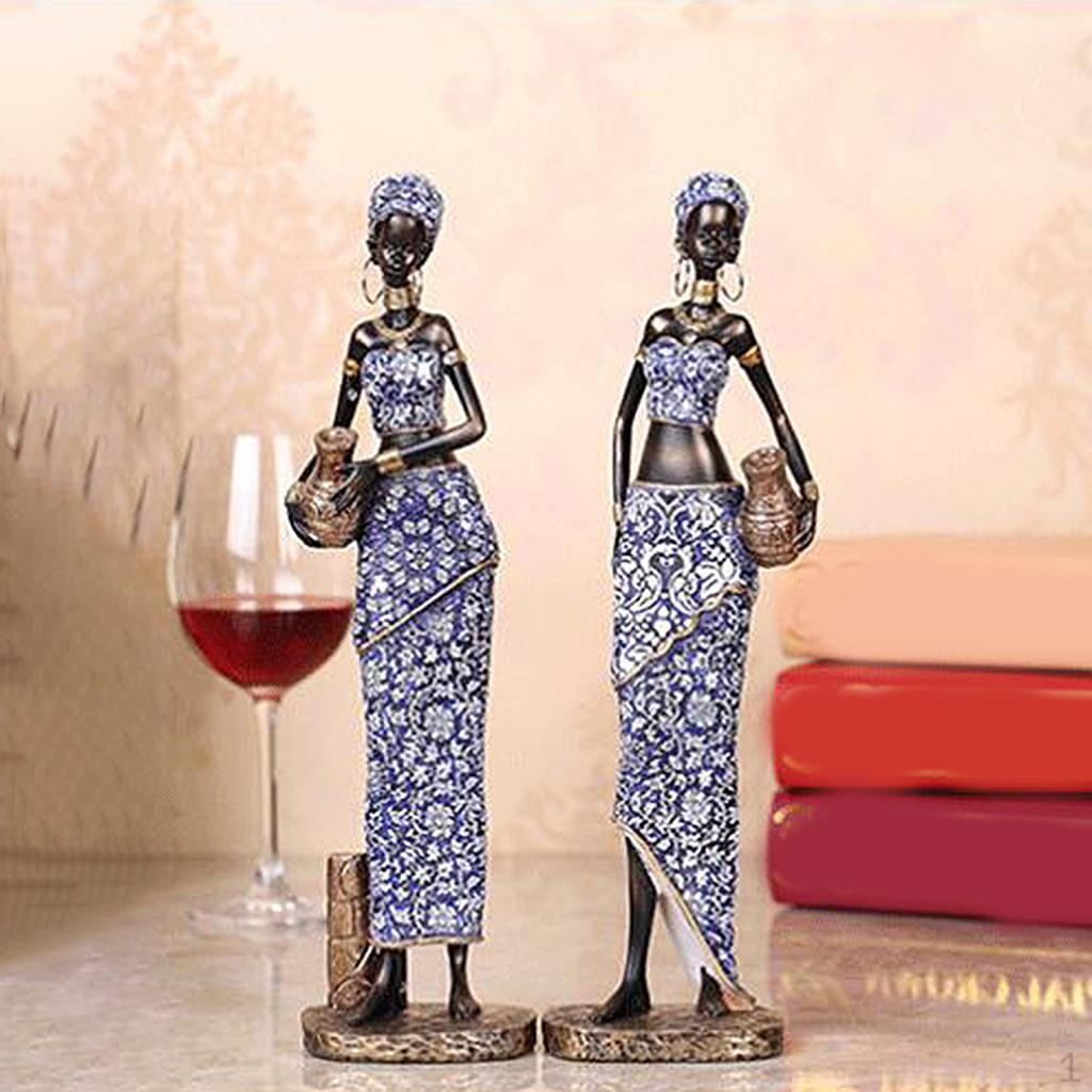 Смола Африканская Женская Фигурка Скульптура Племенная Женщина Статуэтка для Декора Standing