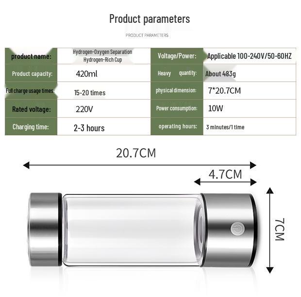 Portable Hydrogen Water Cup with SPE and PEM Technology