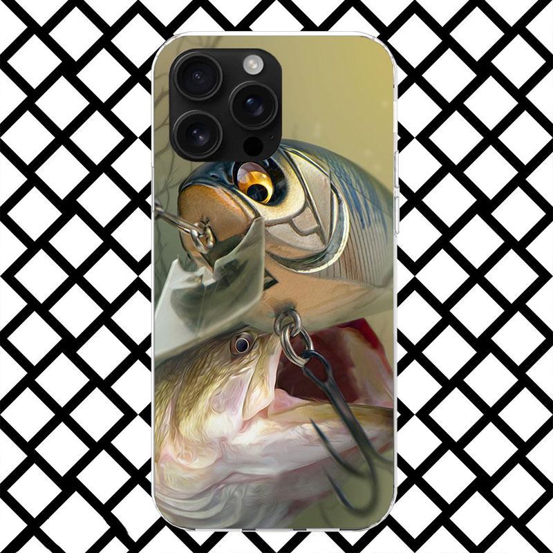 Carp Fish Fishing Rod Hook Phone Case for iPhone 17 Air 16 16E 15 14 Plus 13 Mini 12 11 Pro Max 7 8 + SE 2020 Soft Cover Fundas