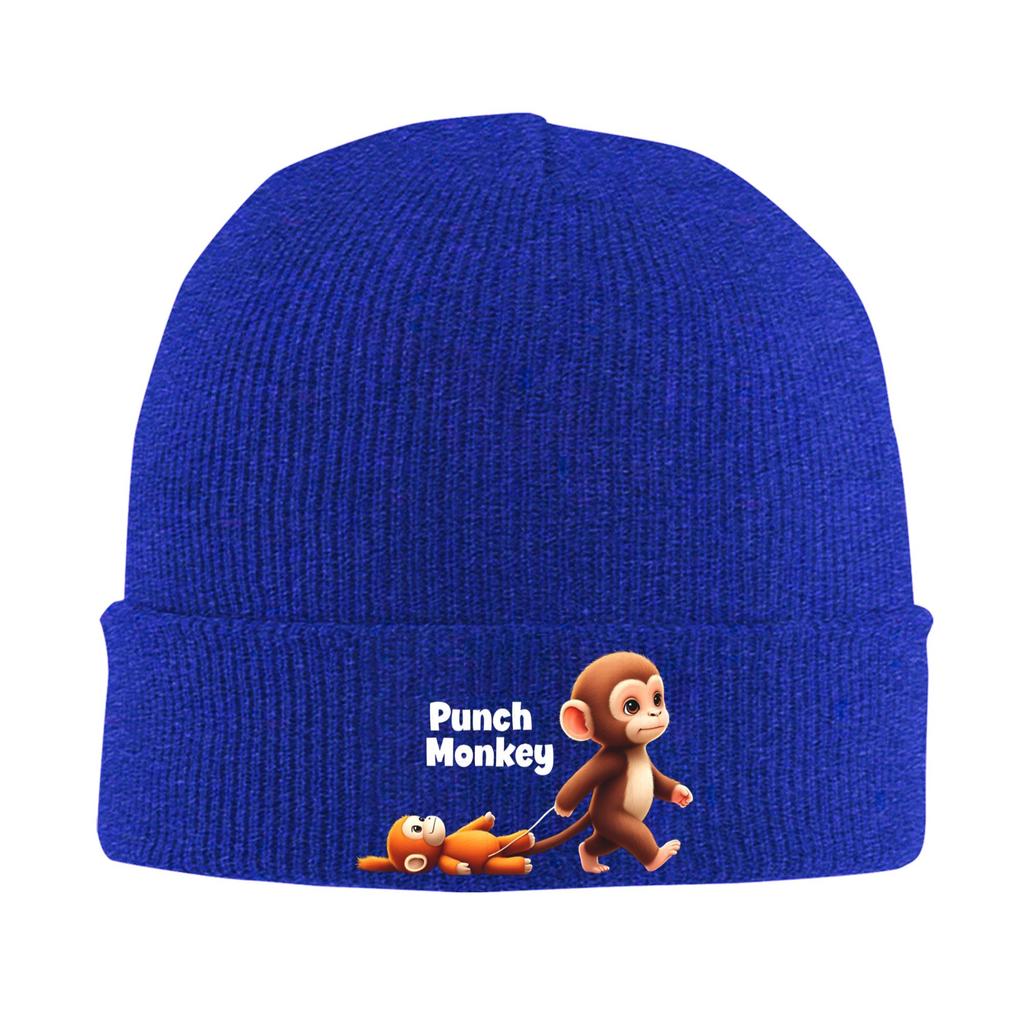 Punch Monkey 4 Mützen Bonnets Unisex Erwachsene Street Gym Strickmütze Herbst Design Kopfbedeckungen Kappen