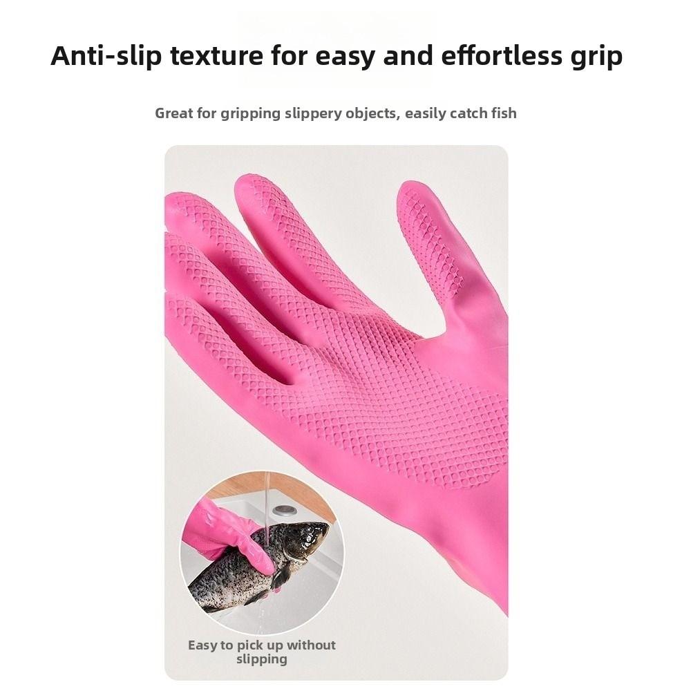 Pink Dishwashing Gloves Thickened Kitchen Gloves Durable Cleaning Gloves  Household Cleaning