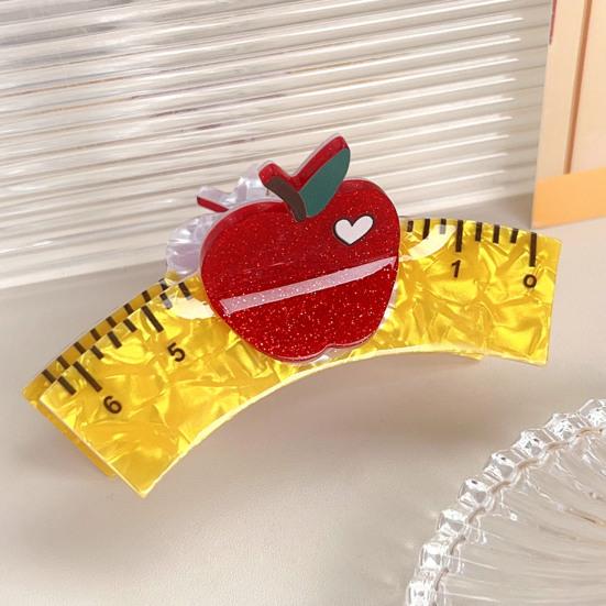 Women Hair Clip School Bus Ruler Shape Acrylic Hair Pin Bach Head Hair Claw Secure Hair Styling Tool