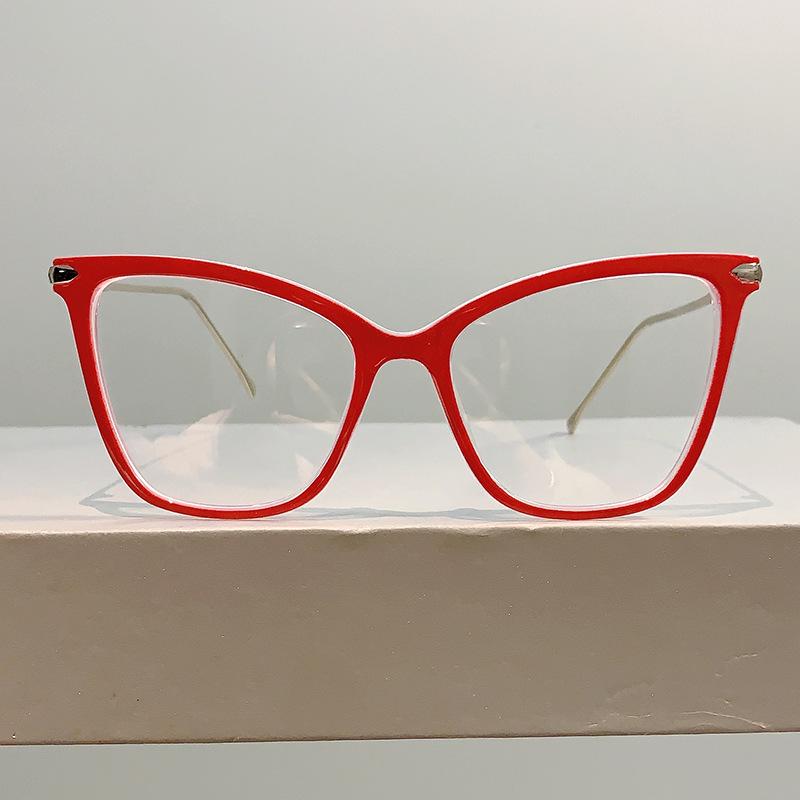 New Metal Eyeglass Frame Anti Blue Light Glasses Large Cat Eye Simple Versatile Flat Light Glasses for Women Men