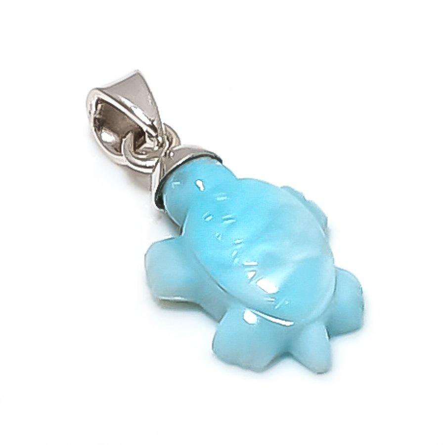 Natural Larimar Gemstone Handmade 925 Sterling Silver Jewelry Pendant 1.10" M0W66