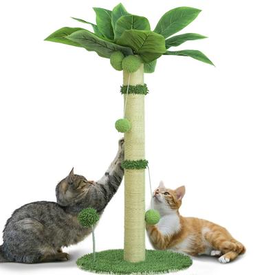 Cat Scratching Post Coconut Tree Indoor Sisal Pet Scratch Pillar Climbing Frame Kitten Claw Sharpener Teasing Cats Furniture Toy