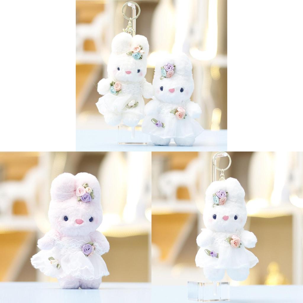 Plush Bunny Keychain With Floral Design For Girls Gift And Bag Decor