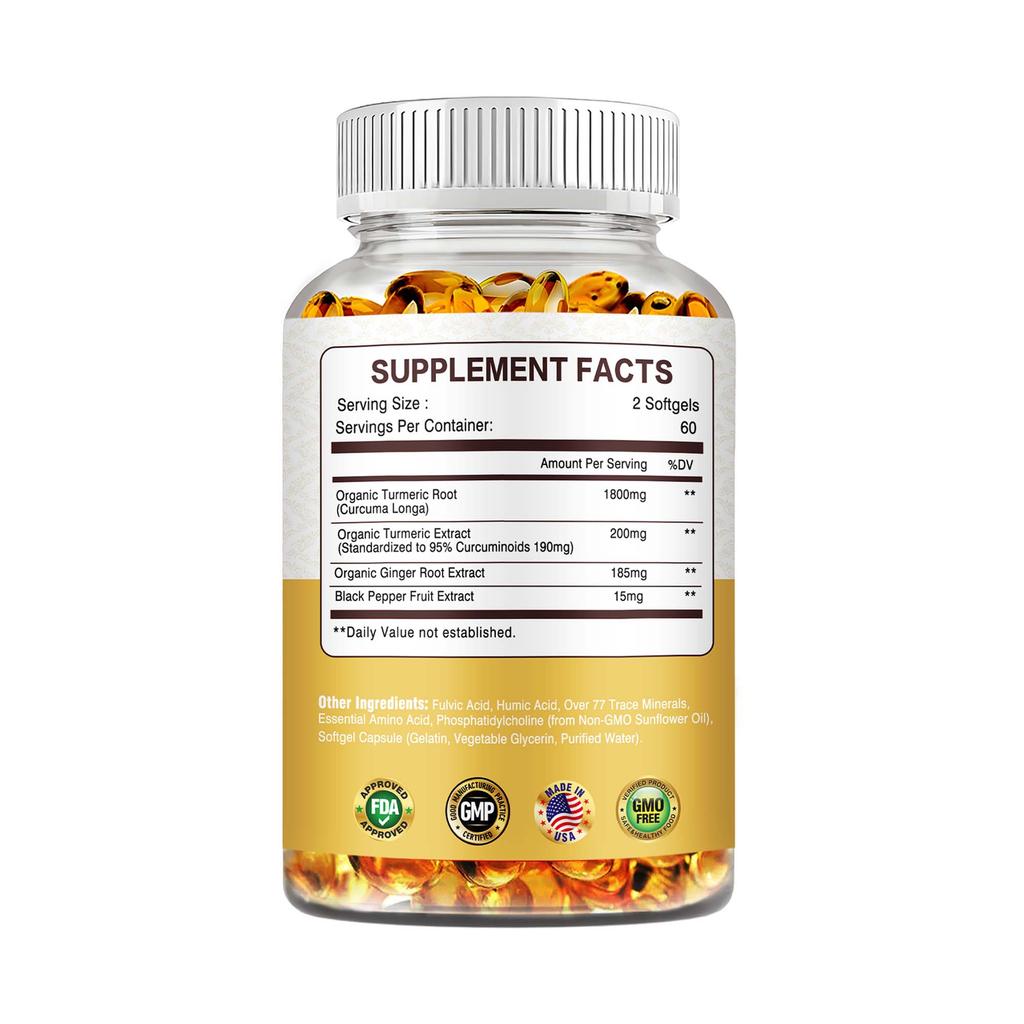 CURCUMA CURCUMINA LIPOSOMIALE, Estratto Massima Forza per la Salute delle Articolazioni e la Digestione, 100% Puro, 2000mg