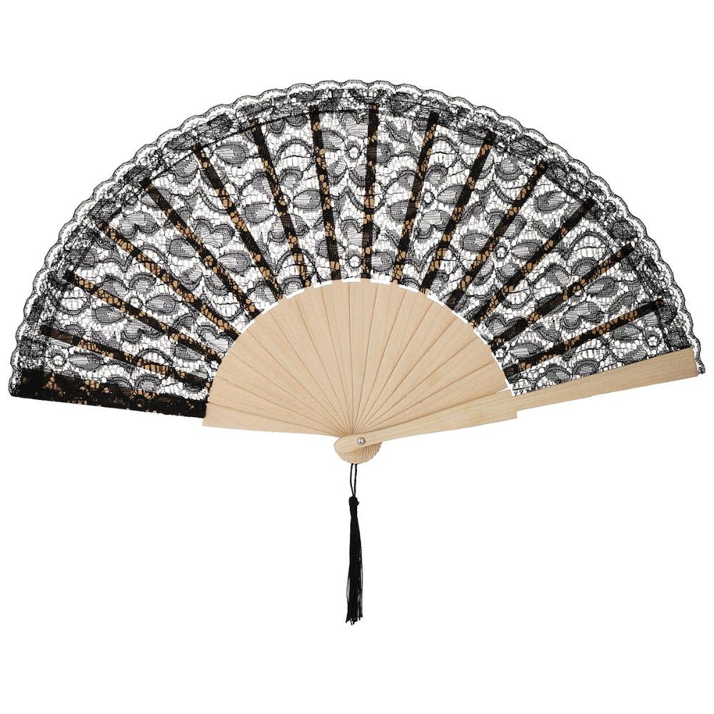 Handheld Lace Trim Folding Fan Vintage Antiquity Folding Fans Elegant Classic Fan Photography