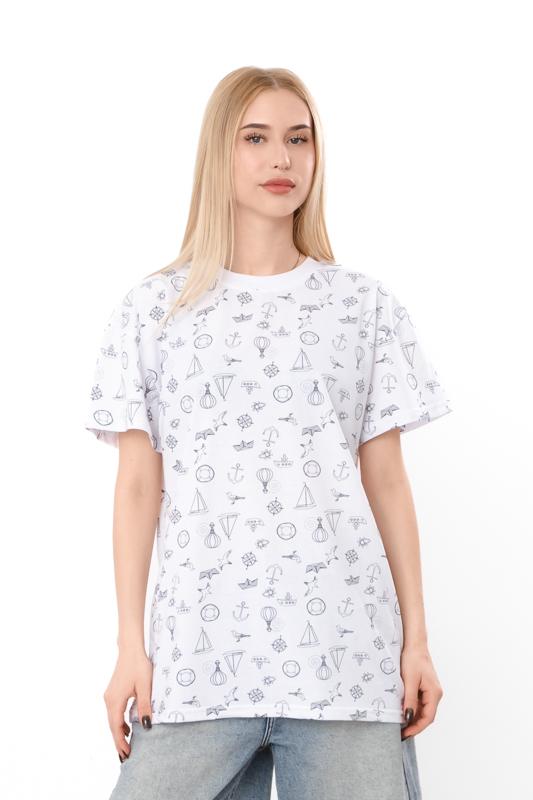 Women's Oversized Graphic T‑Shirt with Print – Casual Summer Fashion Top – Soft Cotton Relaxed Fit Shirt for Women Summer 8384-002 HC