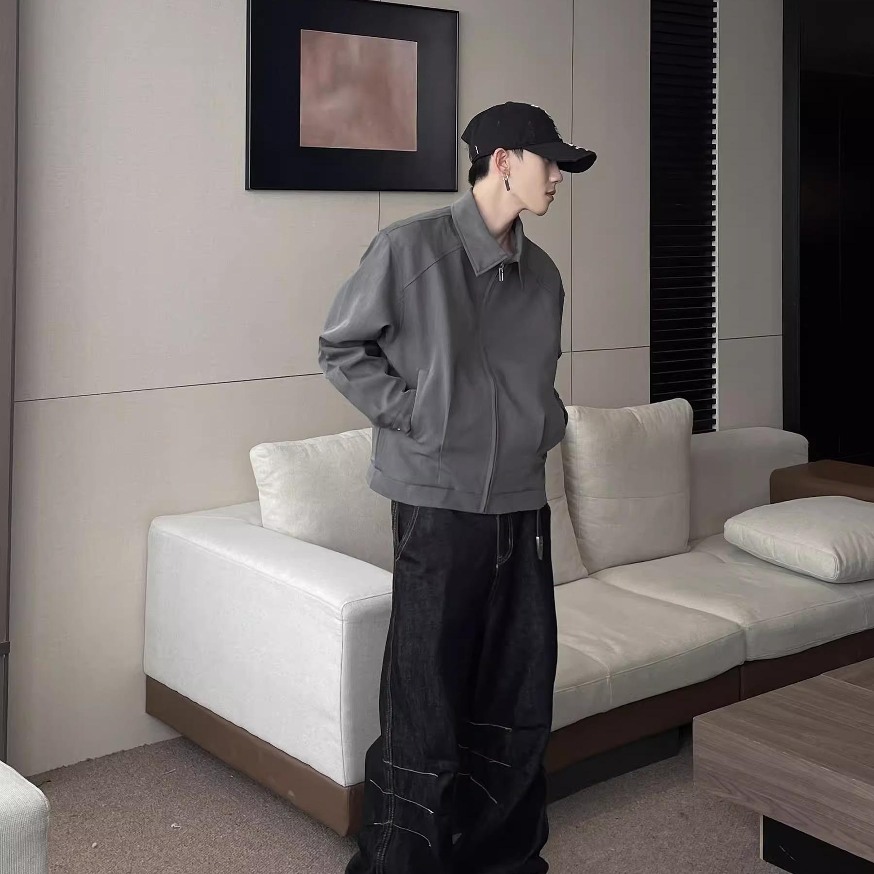 

Мужские пальто 2025 осень и зима новый американский ретро модный тренд бренд кэжуал свободный лацкан куртка топ тренд 3XL серый