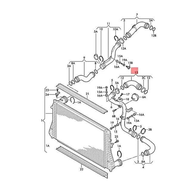 Air Intake Intercooler Hose 3C0145828K for 1.9 2.0 Air Intake Hose Pipe Tube Replacement