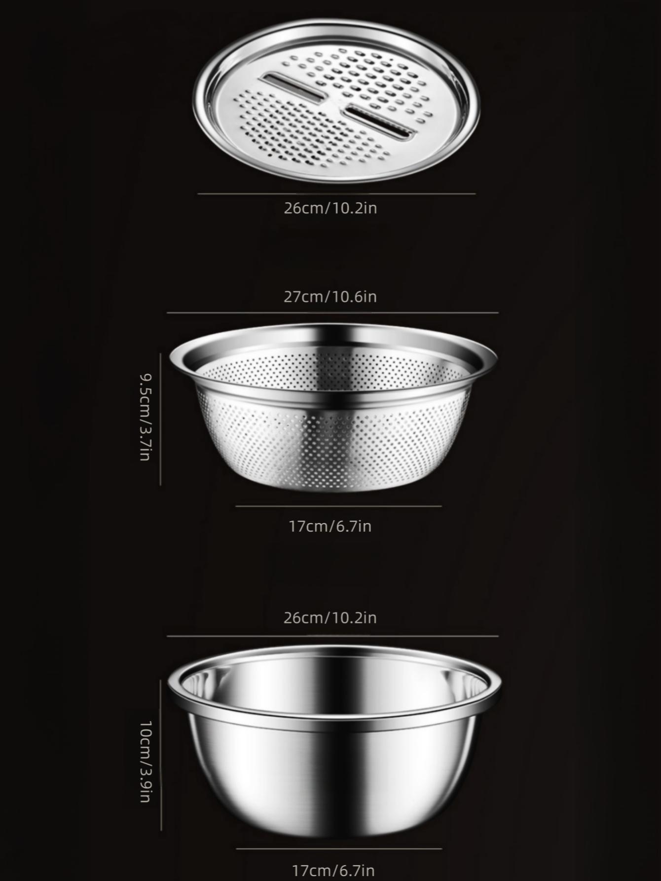 

Многофункциональная овощерезка, терка, чаша-терка из нержавеющей стали, набор из трех предметов, кухонный инструмент для шинковки
