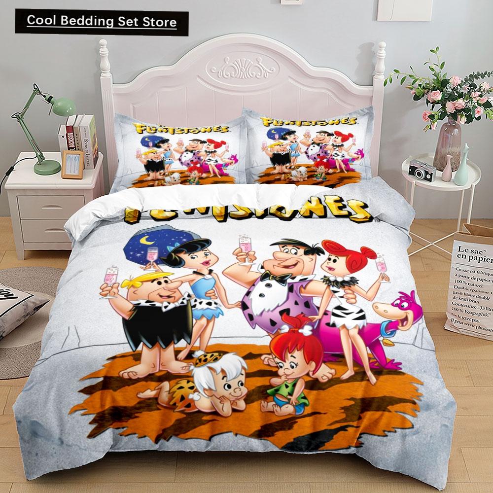 3D-Anime-Bettwäscheset „Die Flintstones“ in den Größen King, Queen, Doppel, Full, Twin und Single.
