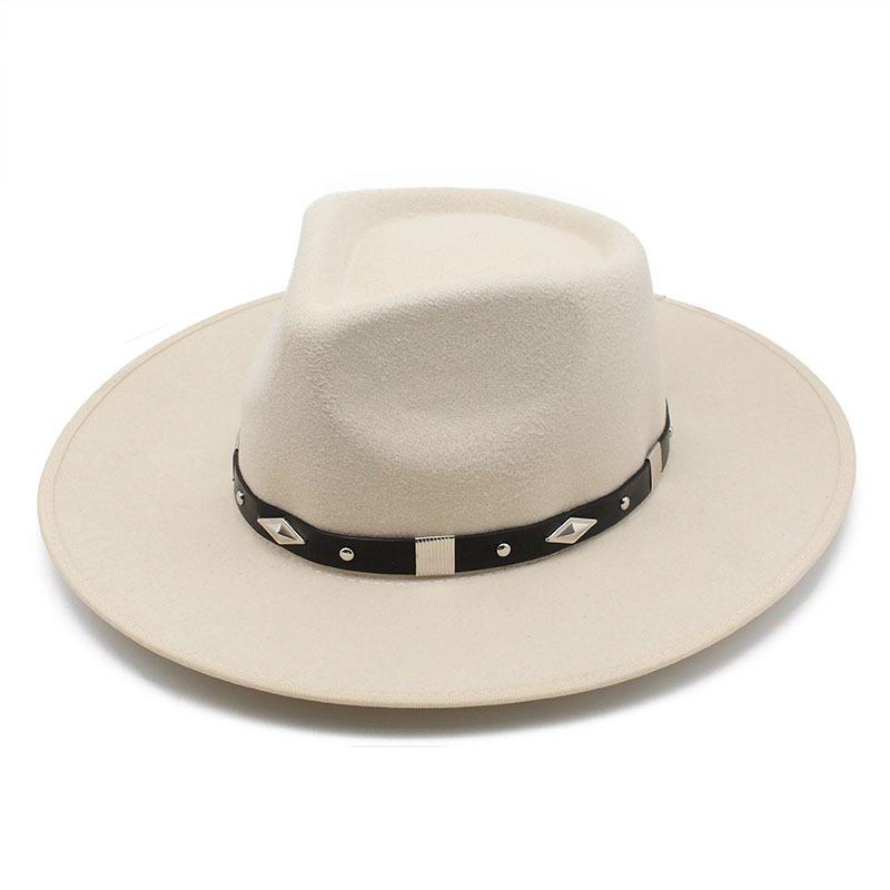Vintage Woolen Hat British Hat Wide Brim Jazz Top Hat Versatile Hat Trendy Felt Hat