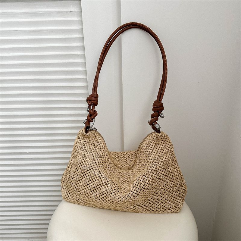 Handmade Woven Bags for Women, New Tide Fashion Retro Straw Tote Bag, Versatile Large Capacity Shoulder Bag