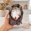 Handmade Resin Ghost Statue On Tree Swing Halloween Decor, Spooky Figurine with Vintage Detailed Sculpture for Office Base, Festive Party Tabletop