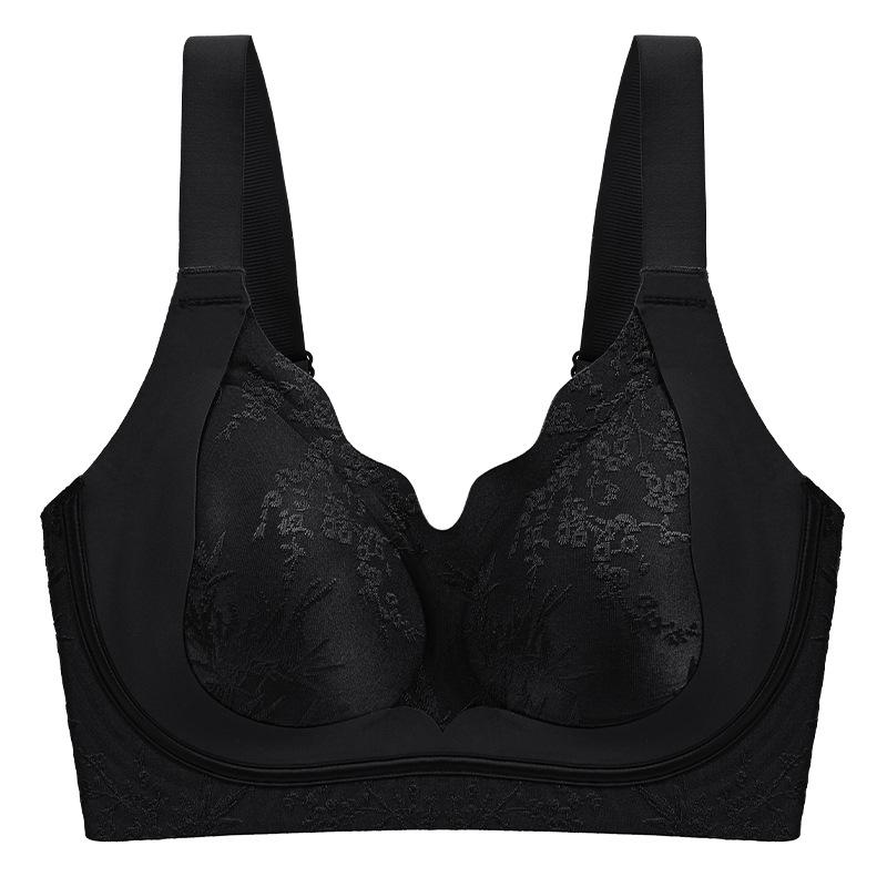 

Embossed jacquard gathering without steel ring Soft support Anti-sagging lace Invisible bra No steel ring gathering M(recommended 40-50kg ) чёрный