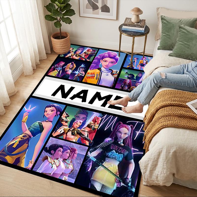 Custom Name Fantasy Heroes Living Room Non-Slip Area Rug Soft Carpet for Bedroom Kids Playroom Sofa Office Home Decor Doormat