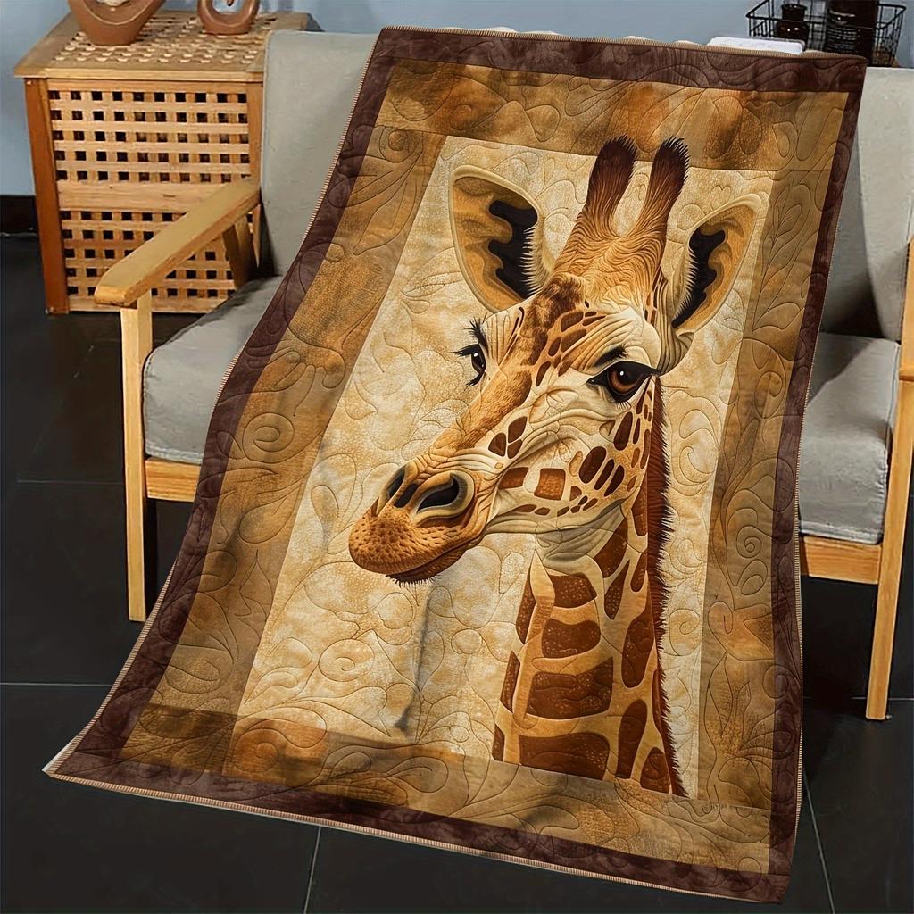 Bohemian Giraffe Flannel Blanket - Soft All-Season Throw for Bed/Couch, Earthy Animal Print, Cozy Gift for Women & Teens, Decor