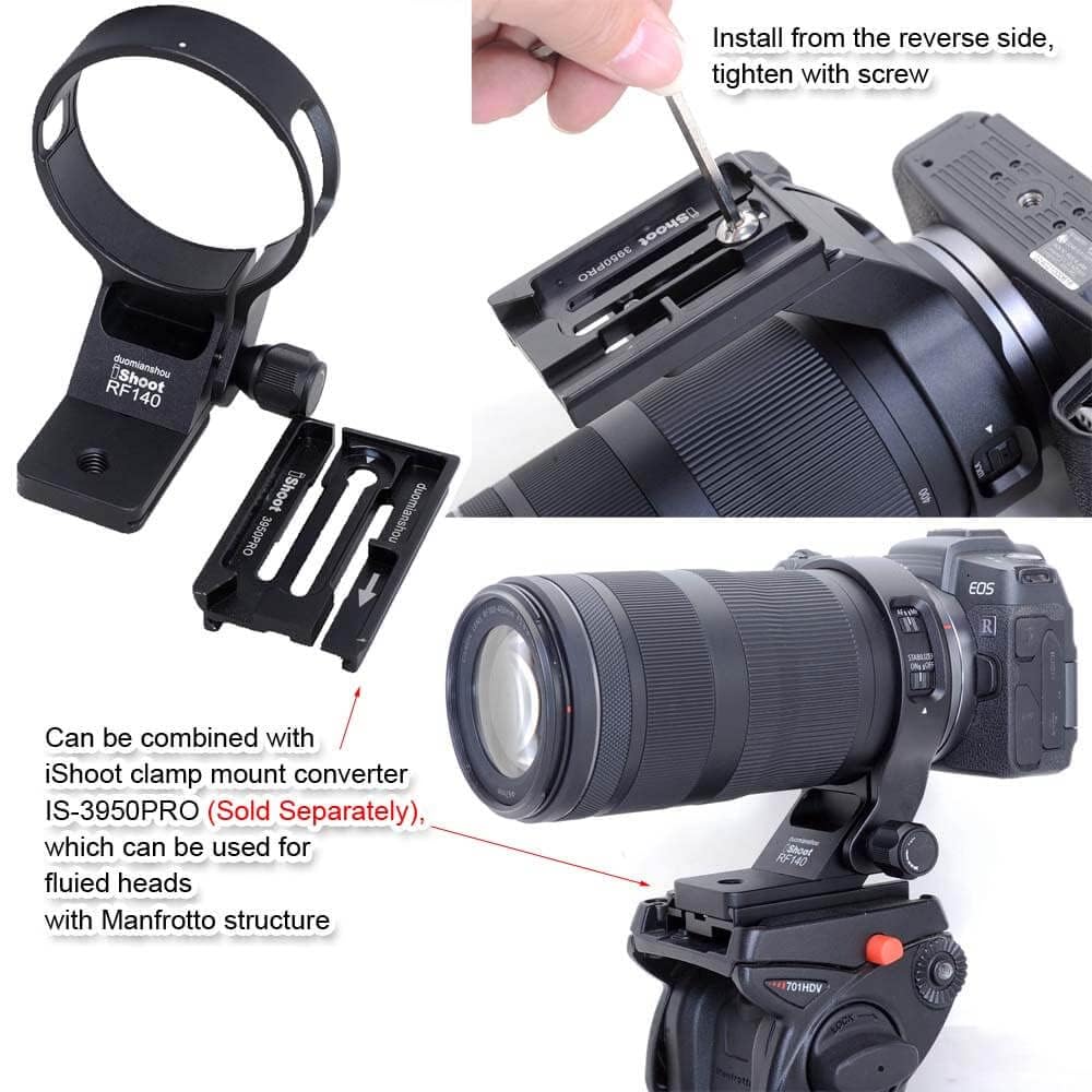 iShoot Metal Camera Tripod Mount Tripod Mount Lens Support Lens Bracket Tripod Compatible with Canon RF IS Quick Release Plate with Screw Holes on the