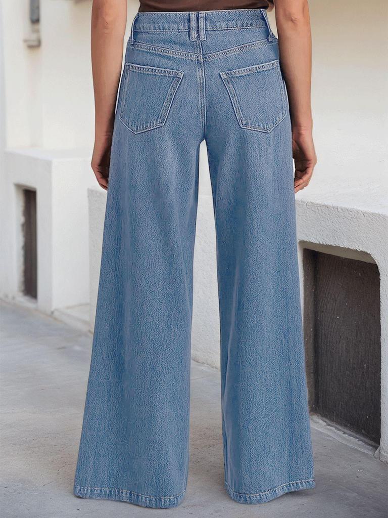 New Women's Fashionable Wide-Leg Stretchy Denim Jeans - Comfortable, Stylish, High-Quality Casual Pants
