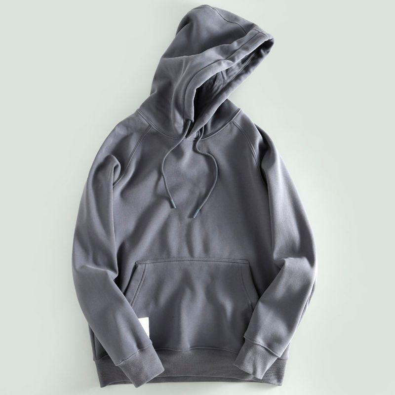 Good Goods for Picking up Leaks ~ Hooded Pullover Men Autumn and Winter Heavy Weight Trendy Fashion Loose Velvet Padded Thickened Coat Iron Gray L