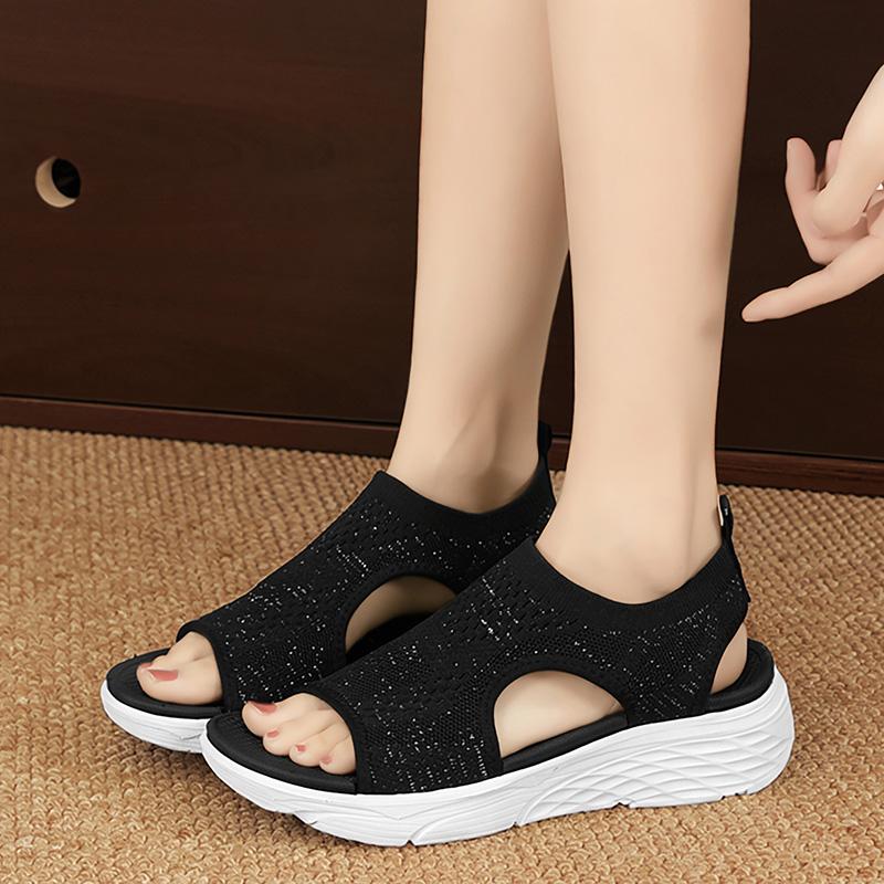 Große Größe Sommer Damen Sandalen Damen Wedges Strandsandalen Slip-On Damenschuhe