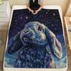 Black Rabbit Pattern Flannel Blanket, High Quality Comfortable for All Seasons, Home Decor, Warmth and Comfort, Perfect for Gifts.