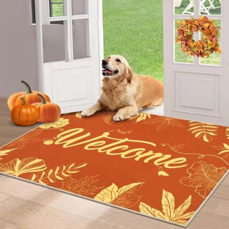 Larch Welcomes Anti-Slip Entrance Door Carpets, Bedroom Bathroom Floor Mats, Farm Autumn Home Decoration Carpets