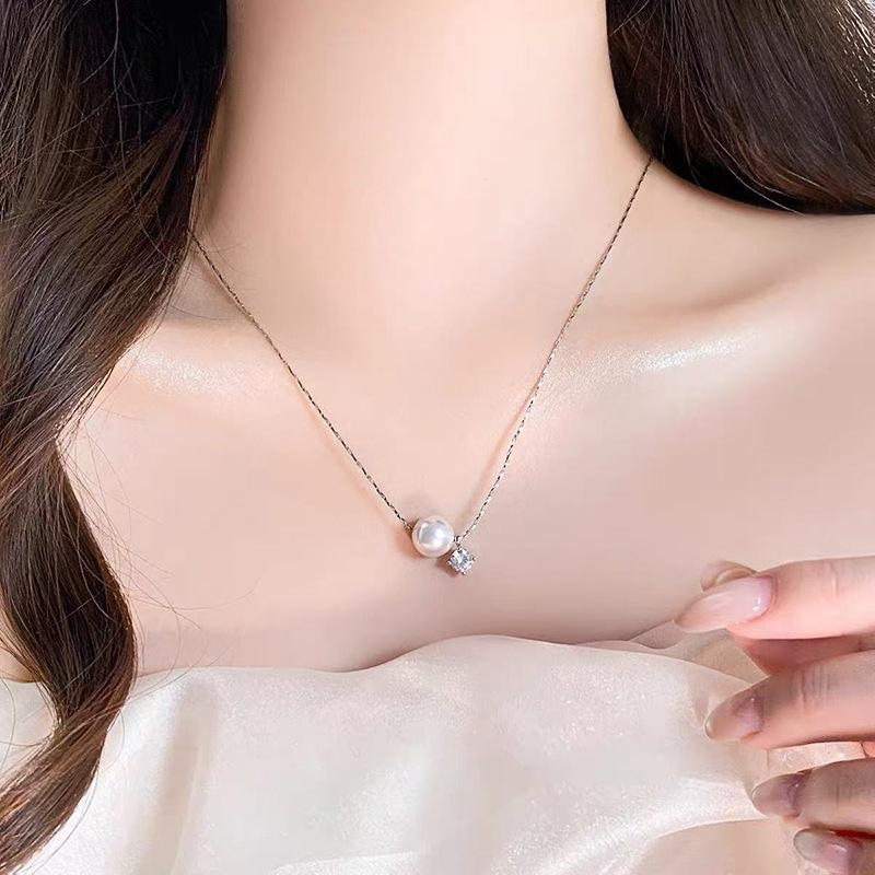 Shijia pearl necklace women's niche design sense fashion temperament collarbone chain neck chain sweater chain bead chain