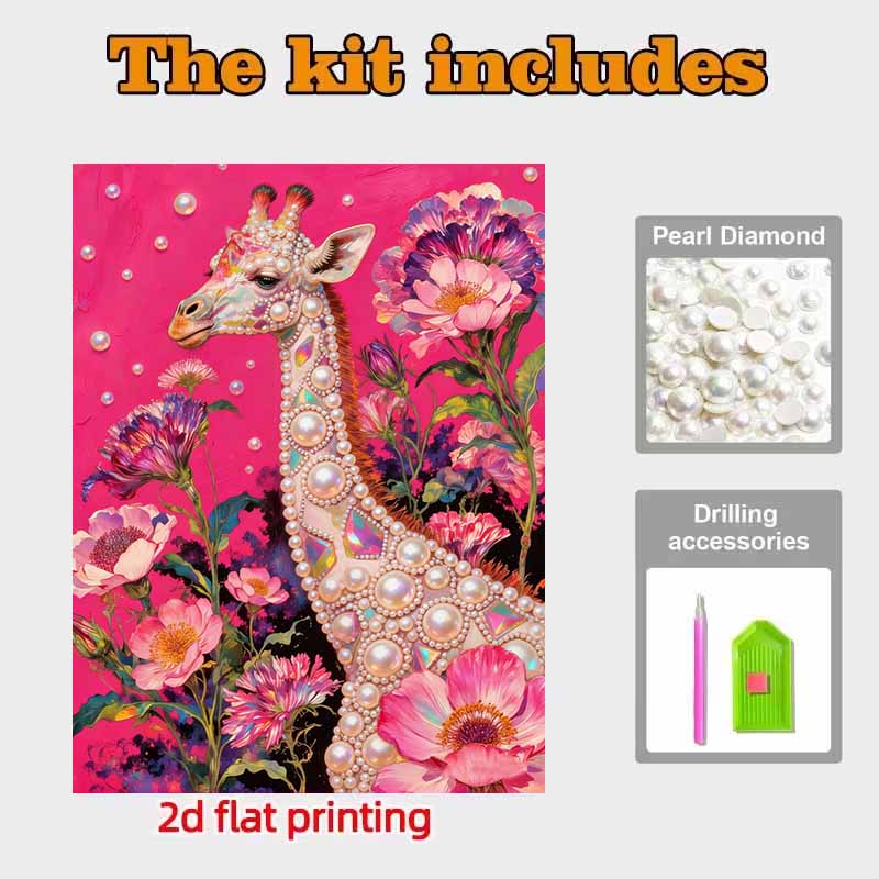 DIY Giraffe Pearl Art Painting for Home Wall Decor Pearl Gem Paintings Picture Arts Craft  for Adults/Beginners Gift Idea Home Decor Without Frame