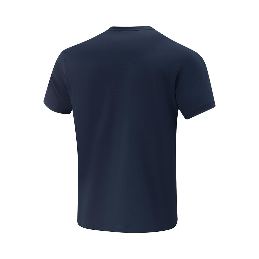 Li-Ning Quick-Dry Simple Letter Logo Print Comfortable Round Neck Short Sleeve T-Shirt Men Tops Navy-Blue ATSV399-10