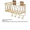 Bathroom Storage Rack with Hollow And Multi-Hook Design Basket Large Capacity Adhesive Installation Organizer for Home