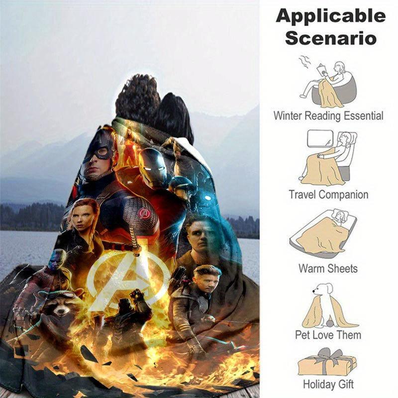 Avengers Super Heroes Blanket, Warm Comfortable Soft Blanket for Chair Office Sofa Bed Sofa Office Camping, Suitable for Gifting Relatives a