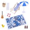 Creative Beach Theme Doll House Furniture Set with Lounge Chair And Easy Assembly For Children Roleplay Game Activity