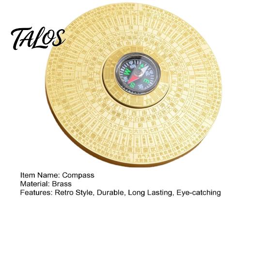 Desktop Rotatable Retro Compass Feng Shui Rustproof Style Chinese Tai Chi Bagua Brass Decoration