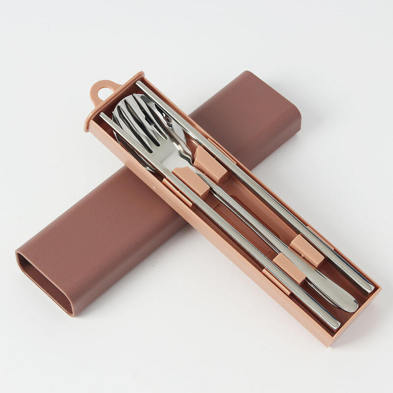Gourmet Portable Spoon and Fork Set (Brick Red + Stainless Steel)